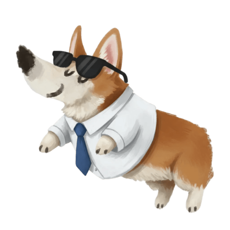 Corgi in business attire